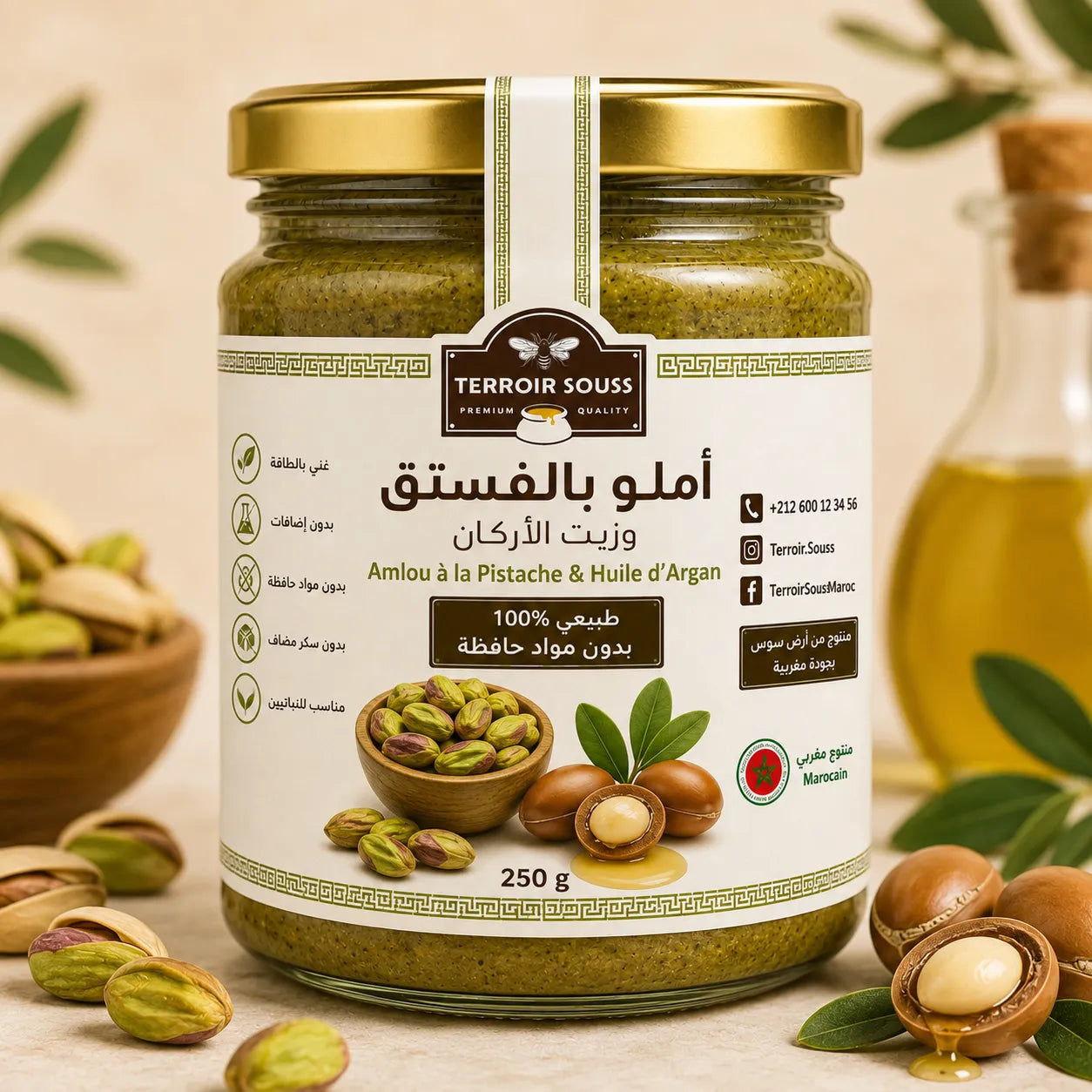 أملو بالفستق وزيت الأركان | 100% طبيعي